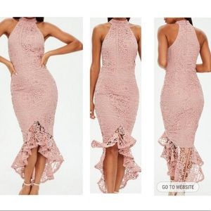Missguided Mauve Rose Hi-Low Fishtail Dress